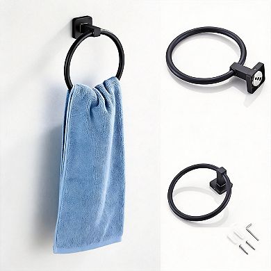 4-Piece Bath Set 16" Towel Bar Robe Hook Toilet Paper Holder