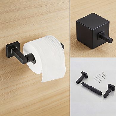 4-Piece Bath Set 16" Towel Bar Robe Hook Toilet Paper Holder