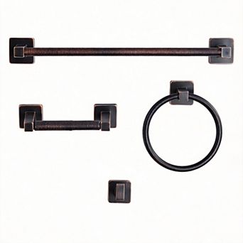 4 pc Bath Set 16" Towel Bar Robe Hook Toilet Paper Holder