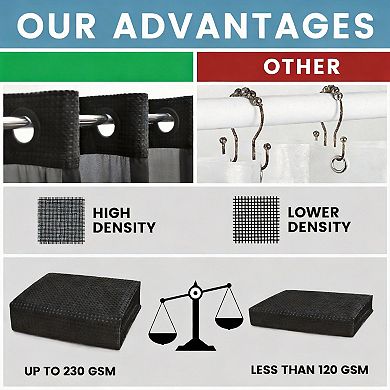 Long Waffle Shower Curtain with Liner Heavy Duty 230gsm Polyester