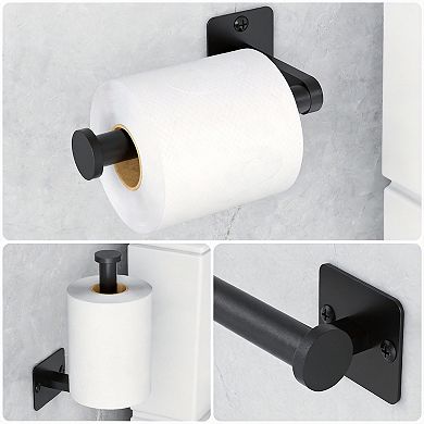 4pc Bathroom Set 16" Towel Bar Robe Hook Toilet Paper Holder