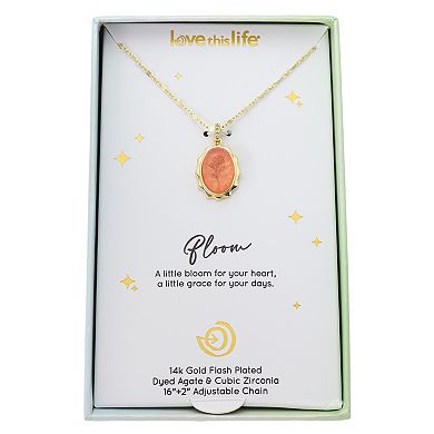 Love This Life® 14k Gold Flash Plated Dyed Agate & Cubic Zirconia Pendant Necklace