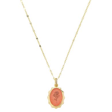 Love This Life® 14k Gold Flash Plated Dyed Agate & Cubic Zirconia Pendant Necklace