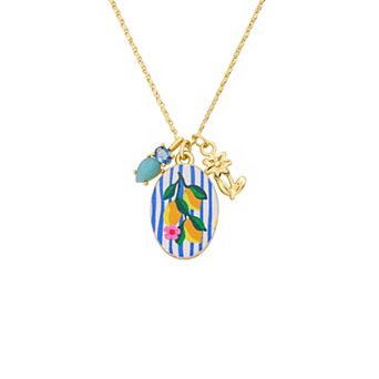 Love This Life® 14k Gold Flash Plated Amazonite & Cubic Zirconia Charm Pendant Necklace