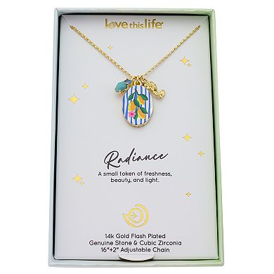 Love This Life® 14k Gold Flash Plated Amazonite & Cubic Zirconia Charm Pendant Necklace