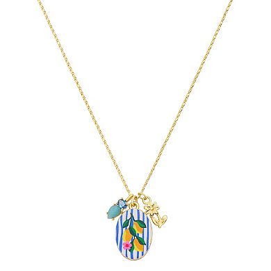 Love This Life® 14k Gold Flash Plated Amazonite & Cubic Zirconia Charm Pendant Necklace
