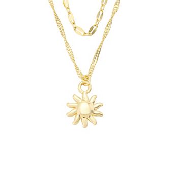 Love This Life® 14k Gold Flash Plated Sun Pendant & Twist Chain Layering Necklace Set