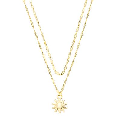 Love This Life® 14k Gold Flash Plated Sun Pendant & Twist Chain Layering Necklace Set