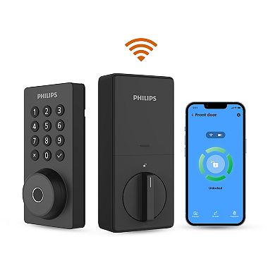 Philips Smart Wi-Fi Door Lock with Push Button Lighted Keypad, Fingerprint Scanner, APP Access