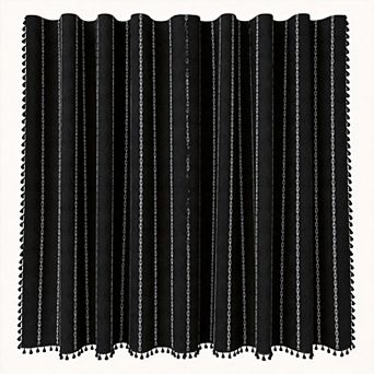 Farmhouse Striped Linen Shower Curtain with Tassel Water Repellent