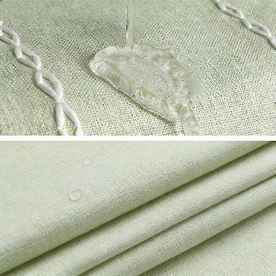 Farmhouse Striped Linen Shower Curtain with Tassel Water Repellent