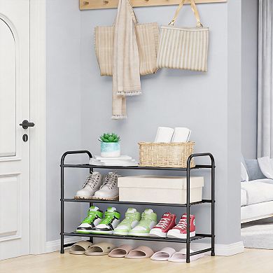 Shoe Rack Stainless Steel Organizer Sturdy Free Standing 3 Tier