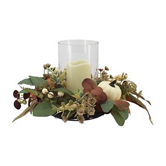 Celebrate Together™ Fall Hurricane Pumpkin Botanical LED Candle Table Decor