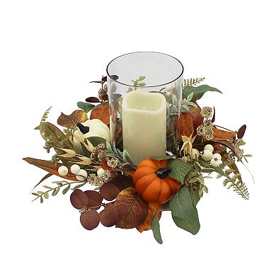 Celebrate Together™ Fall Hurricane Pumpkin Botanical LED Candle Table Decor