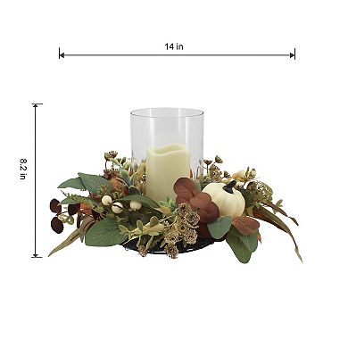 Celebrate Together™ Fall Hurricane Pumpkin Botanical LED Candle Table Decor