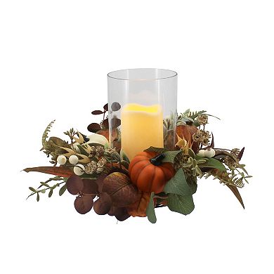 Celebrate Together™ Fall Hurricane Pumpkin Botanical LED Candle Table Decor