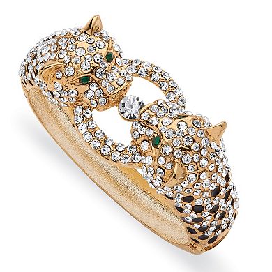 PalmBeach Jewelry 2.72 Cttw. Pave Crystal and Simulated Emerald Goldtone Leopard 3-Piece Set