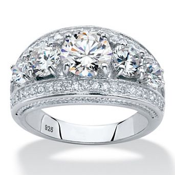 PalmBeach Jewelry 3.41 ct w. Platinum-plated Sterling Silver Round Cubic Zirconia Anniversary Ring