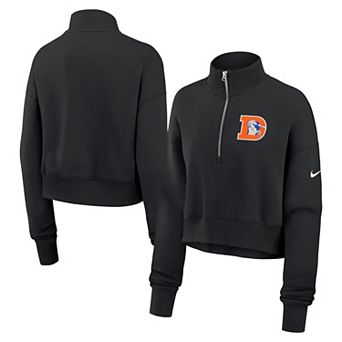 Women's Nike Black Denver Broncos Legacy Phoenix Fleece Cropped Half-Zip Sweatshirt