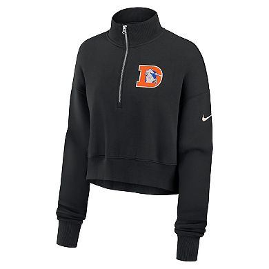 Women's Nike Black Denver Broncos Legacy Phoenix Fleece Cropped Half-Zip Sweatshirt
