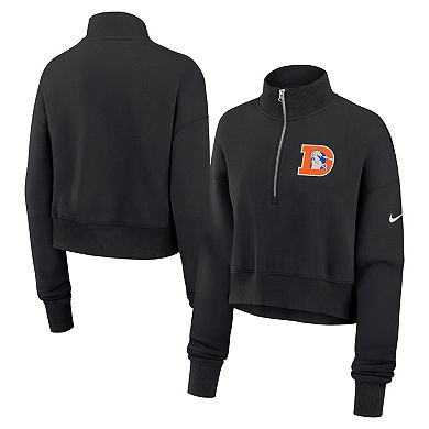 Women's Nike Black Denver Broncos Legacy Phoenix Fleece Cropped Half-Zip Sweatshirt