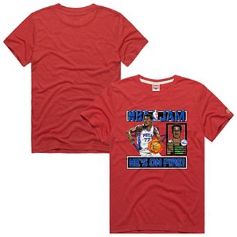 Unisex Homage VJ Edgecombe Red Philadelphia 76ers NBA Jam Tri-Blend T-Shirt