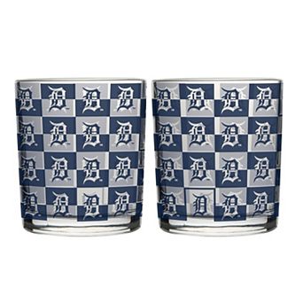 Logo Brands Detroit Tigers Two-Pack 12oz. Gridiron Stained Rocks Glass Set