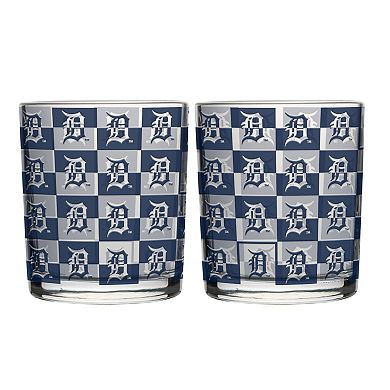 Logo Brands Detroit Tigers Two-Pack 12oz. Gridiron Stained Rocks Glass Set