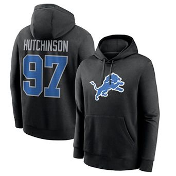 Men's Nike Aidan Hutchinson Black Detroit Lions Name & Number Fleece Hoodie