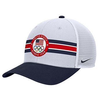 Men's Nike White Team USA Rise Colorblock Trucker Adjustable Hat