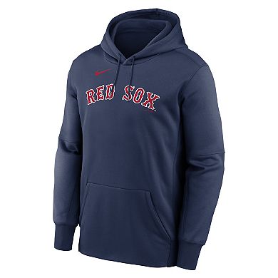 Men's Nike Navy Boston Red Sox Primary Wordmark Therma Hoodie