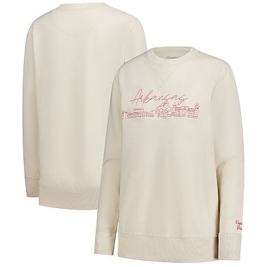 Women's Natural Arkansas Razorbacks Campus Vintage Wash Fleece Sweatshirt