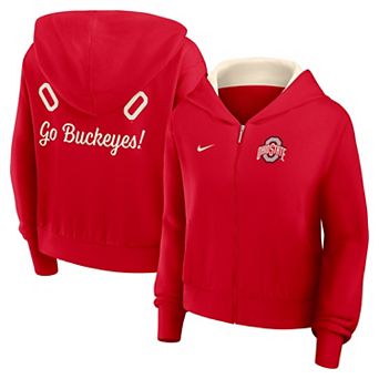 Women's Nike Scarlet Ohio State Buckeyes Mantra Cropped Full-Zip Hoodie
