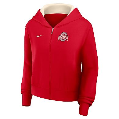 Women's Nike Scarlet Ohio State Buckeyes Mantra Cropped Full-Zip Hoodie