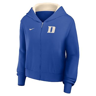 Women's Nike Royal Duke Blue Devils Mantra Cropped Full-Zip Hoodie