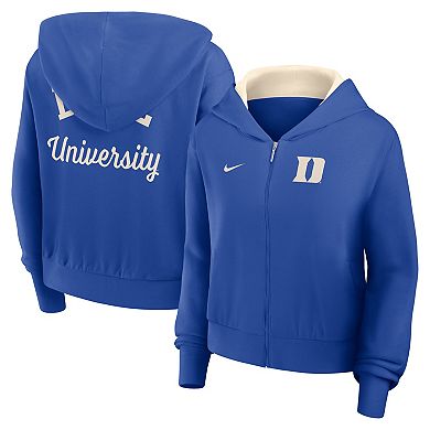 Women's Nike Royal Duke Blue Devils Mantra Cropped Full-Zip Hoodie
