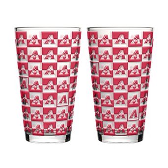Logo Brands Arizona Diamondbacks Two-Pack Gridiron Stained 16oz. Pint Glass Set