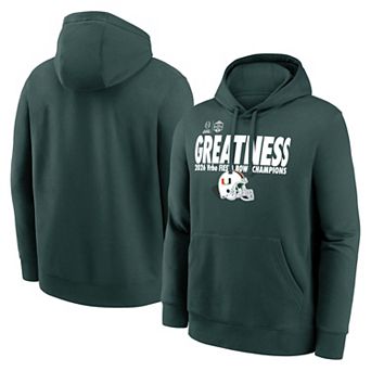 Men's Green Miami Hurricanes College Football Playoff 2026 Fiesta Bowl Champions Clock Manager Hoodie