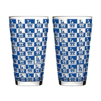 Logo Brands Los Angeles Dodgers Two-Pack Gridiron Stained 16oz. Pint Glass Set