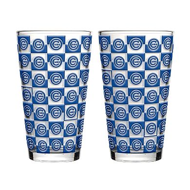 Logo Brands Chicago Cubs Two-Pack Gridiron Stained 16oz. Pint Glass Set