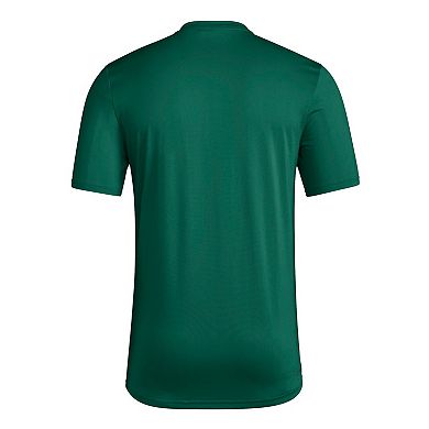 Men's adidas Green Miami Hurricanes Locker Slogan Pre-Game T-Shirt