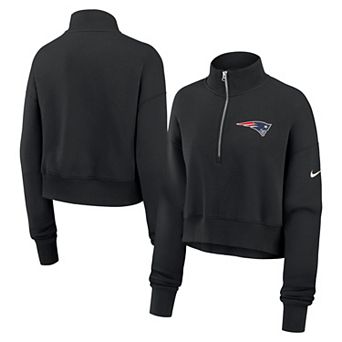 Women's Nike Black New England Patriots Legacy Phoenix Fleece Cropped Half-Zip Sweatshirt