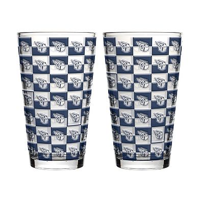 Logo Brands Cleveland Guardians Two-Pack Gridiron Stained 16oz. Pint Glass Set