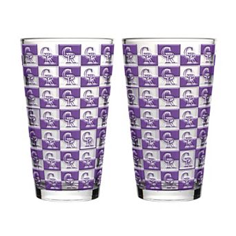 Logo Brands Colorado Rockies Two-Pack Gridiron Stained 16oz. Pint Glass Set