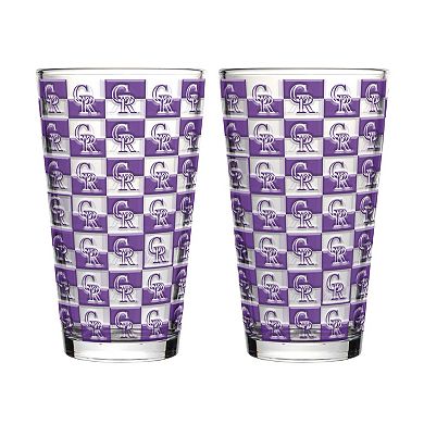 Logo Brands Colorado Rockies Two-Pack Gridiron Stained 16oz. Pint Glass Set
