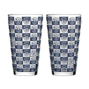 Logo Brands Milwaukee Brewers Two-Pack Gridiron Stained 16oz. Pint Glass Set