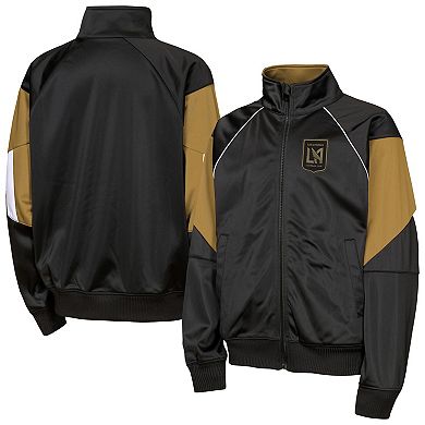 Youth Outerstuff Black/Gold LAFC Color Blocked Full-Zip Track Jacket