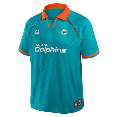 Men's Fanatics Aqua/Orange Miami Dolphins Homerun Raglan V-Neck Polo