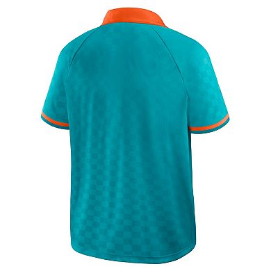 Men's Fanatics Aqua/Orange Miami Dolphins Homerun Raglan V-Neck Polo