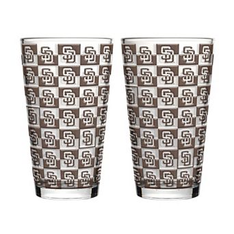 Logo Brands San Diego Padres Two-Pack Gridiron Stained 16oz. Pint Glass Set